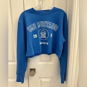 Cropped Blue SMU pull over